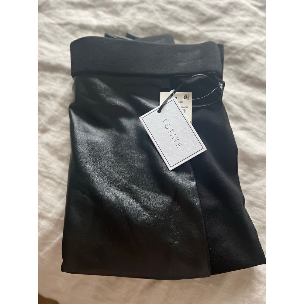1.STATE Pieced Faux Leather & Knit Midi Skirt, Black, Size Small (4/6), NWT - Picture 5 of 6